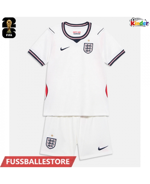 Günstige England Heimtrikotsatz Kinder WM 2026 Kurzarm (+ Kurze Hosen)